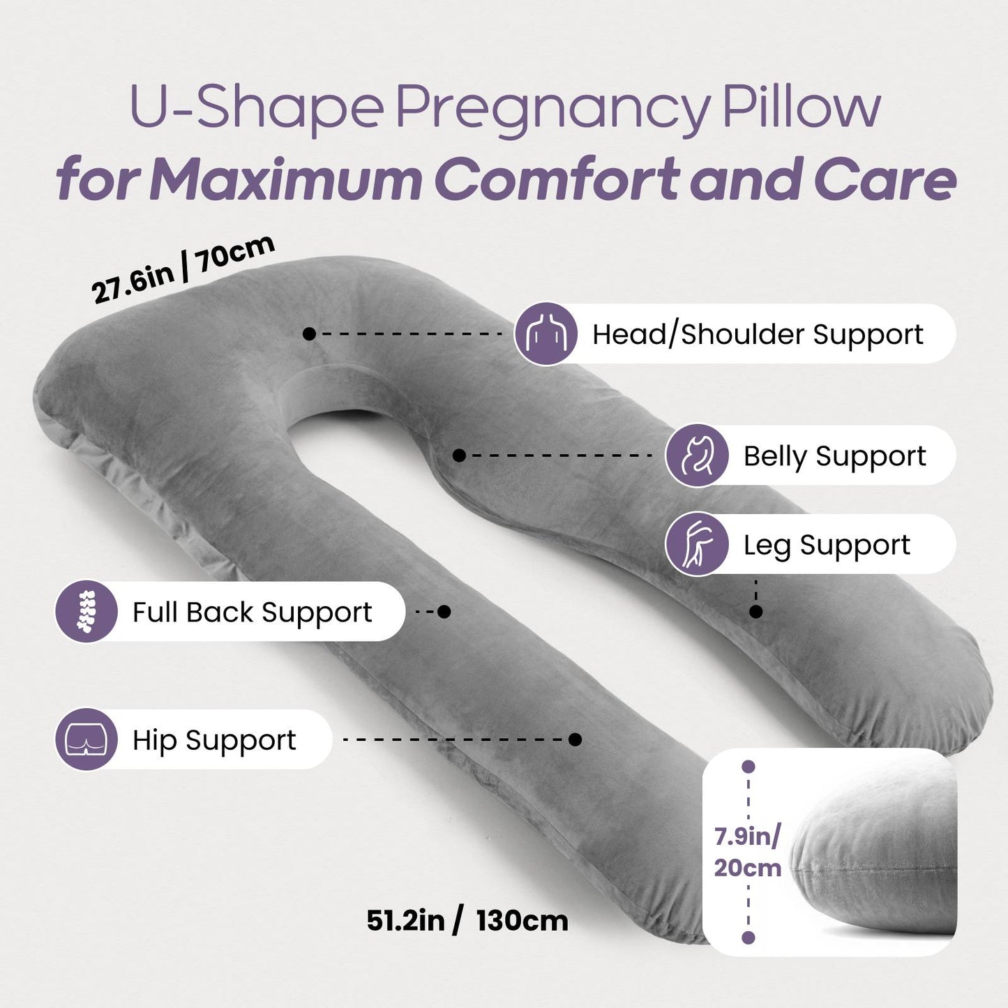 Pregnancy Pillow for Sleeping, With Washable Velvet Cover